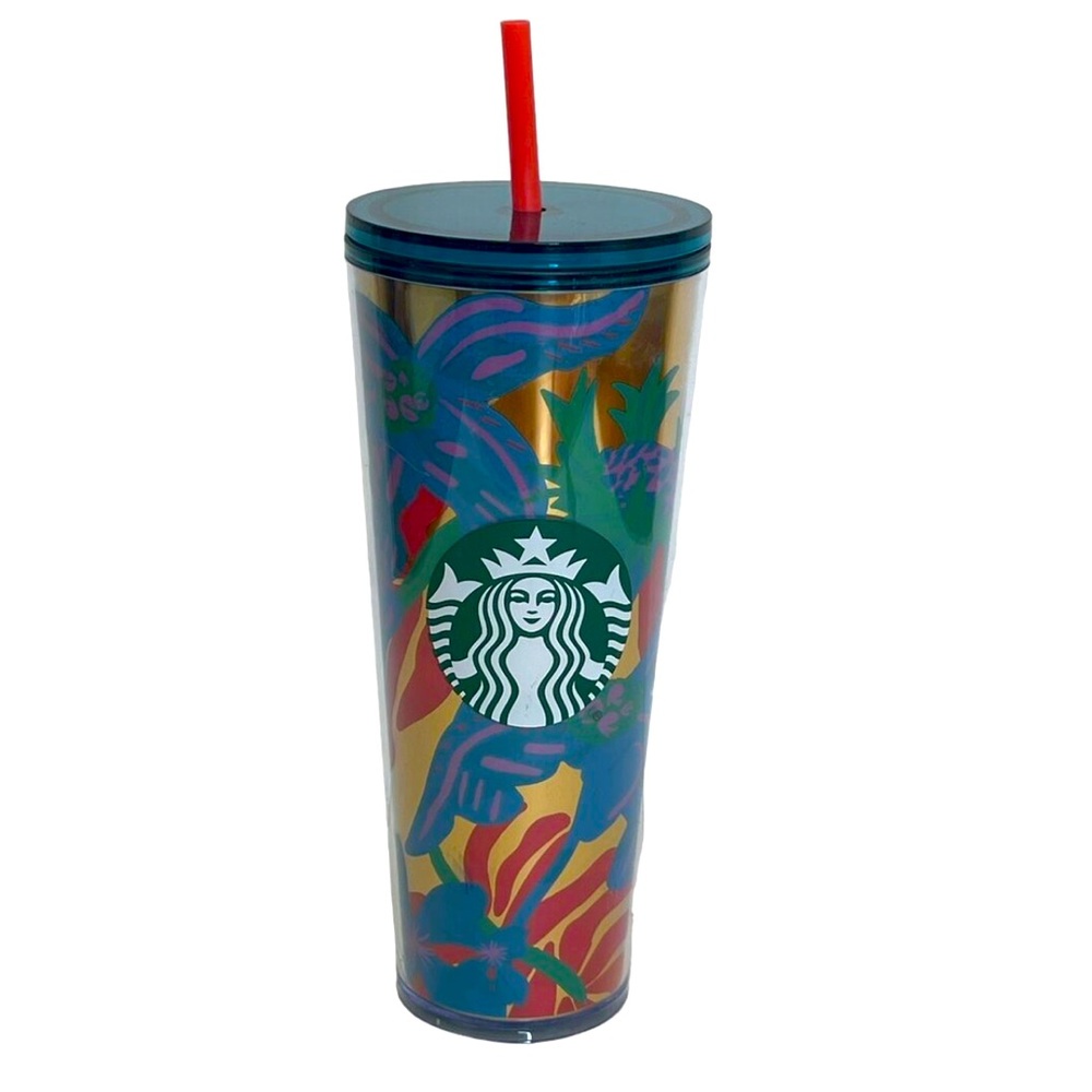 Starbucks Summer 2022 Forest Dream Aqua Terra Floral 24oz Tumbler Cold Cup (NEW)